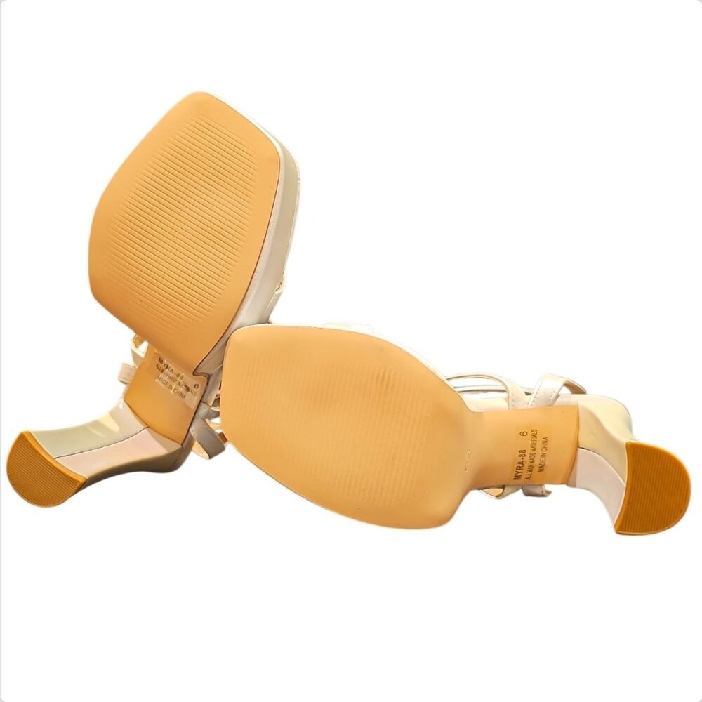 Iridescent Pearl Platform High Heel Strappy Sandals With Ankle Buckle - Picture 7 of 8